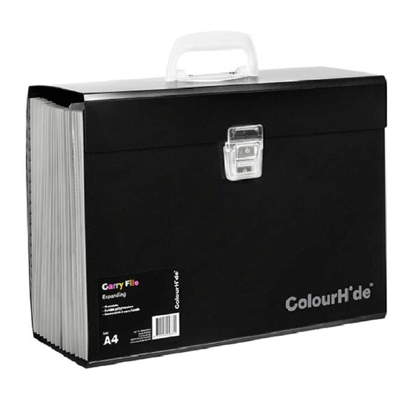 Colourhide My Trusty Expanding Carry File Document Sorter A4 Black
