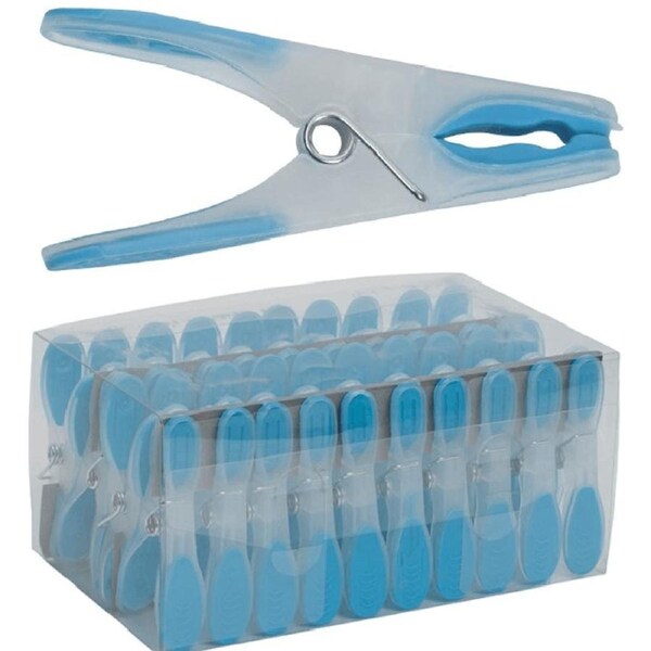 Compass Premium Laundry Clothes Pegs Clips Rubber Grip Blue Pack 40 Hangers