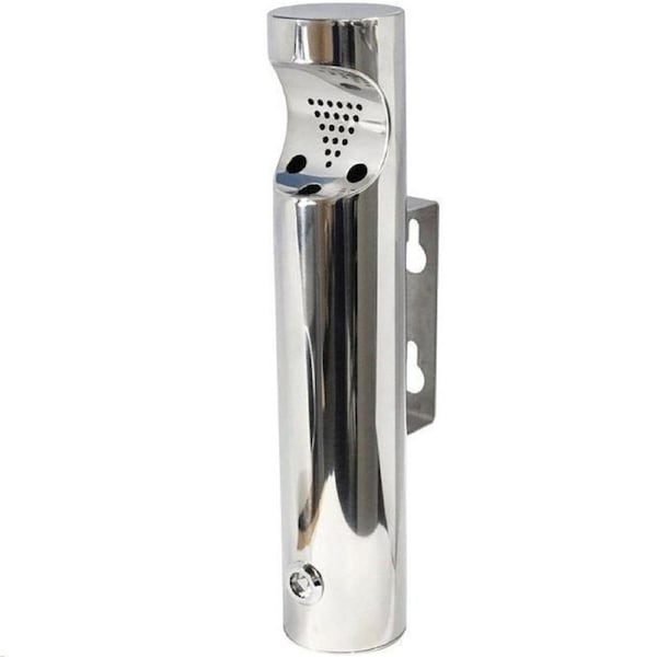 Compass Wall Mounted Ashtray Bin Cylindrical Stainless Steel