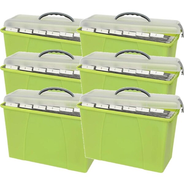 Crystalfile Carry Storage Case for Foolscap Suspension Files Clear Lid/Green Base Pack 6