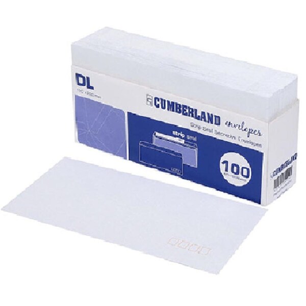 Cumberland DL Envelopes Business Plain Peel And Seal 80GSM 110x220mm Handy Tray 100
