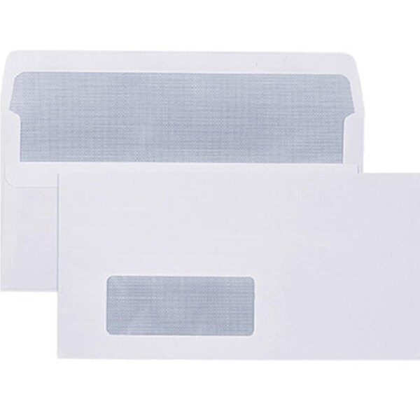 Cumberland DLX Envelopes Window Secretive Self Seal 80GSM 120x235mm White Box 500