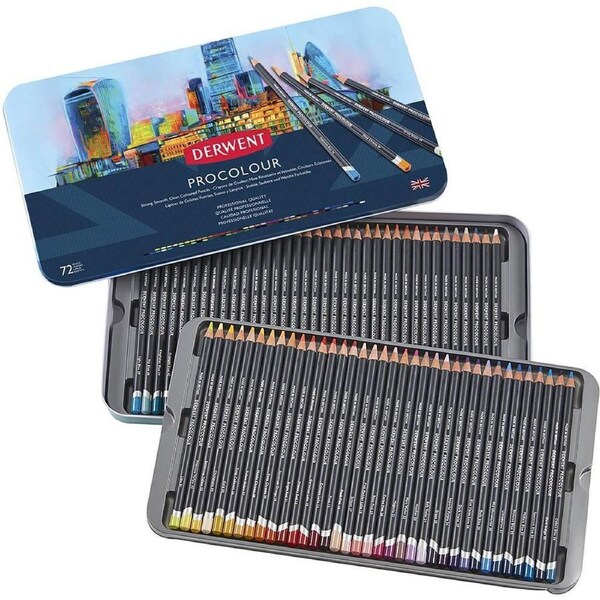 Derwent 72 ProColour Coloured Pencils Tin Set Professional