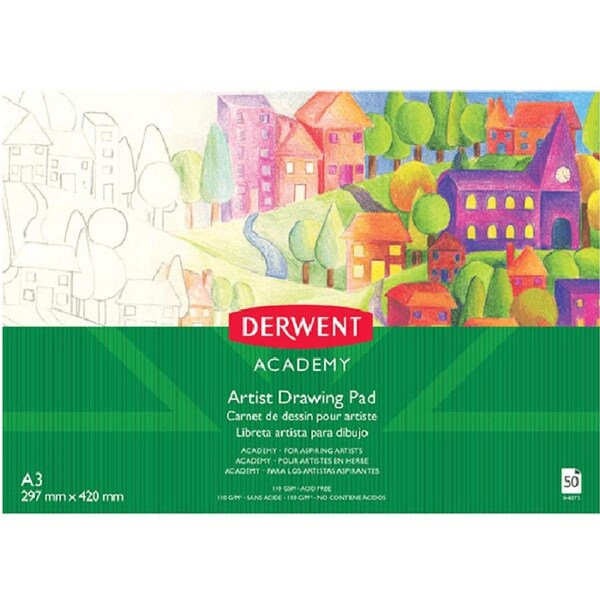 Derwent Academy Artist Drawing Pad Paper Landscape A3 50 Sheet