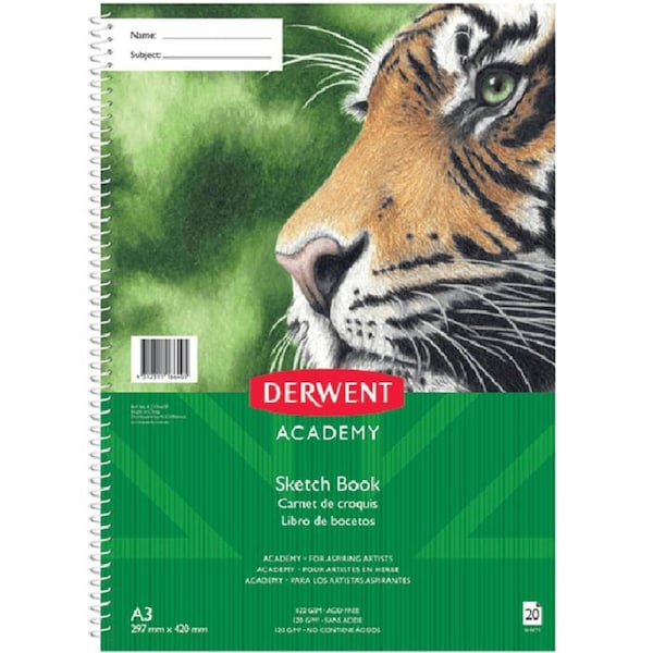 Derwent Academy Artist Sketch Book Portrait A3 20 Sheets Spiral