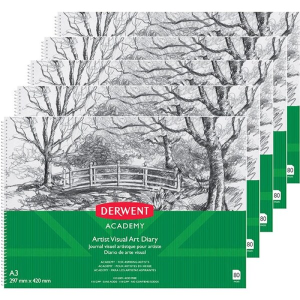 Derwent Academy Visual Art Diary Landscape 80 Pages A3 Pack 5
