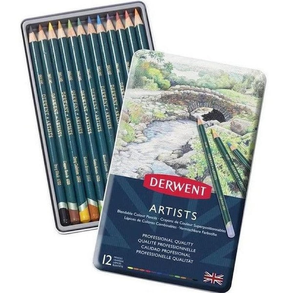 Derwent Artists Colour Pencils 4mm Tin 12 Set
