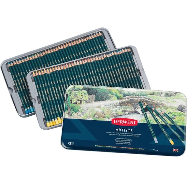 Derwent Artists Colour Pencils Assorted Tin 72 Professional