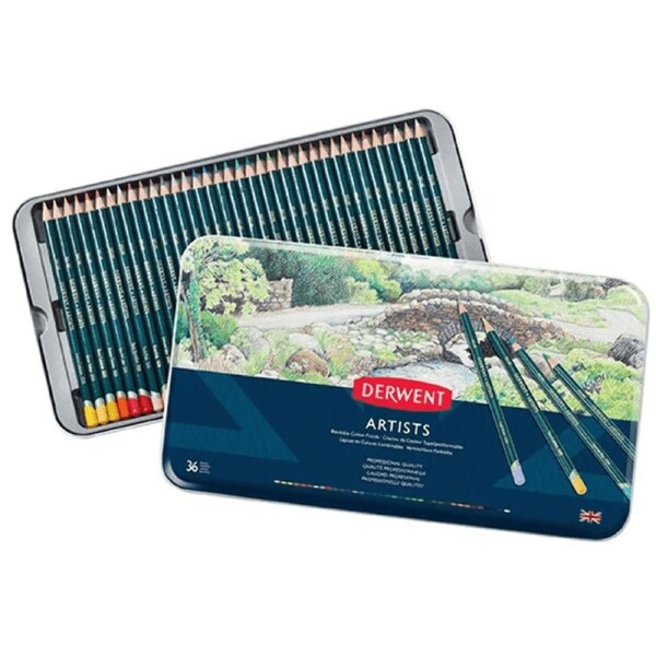Derwent Artists Colour Pencils Tin 36 Set Professional