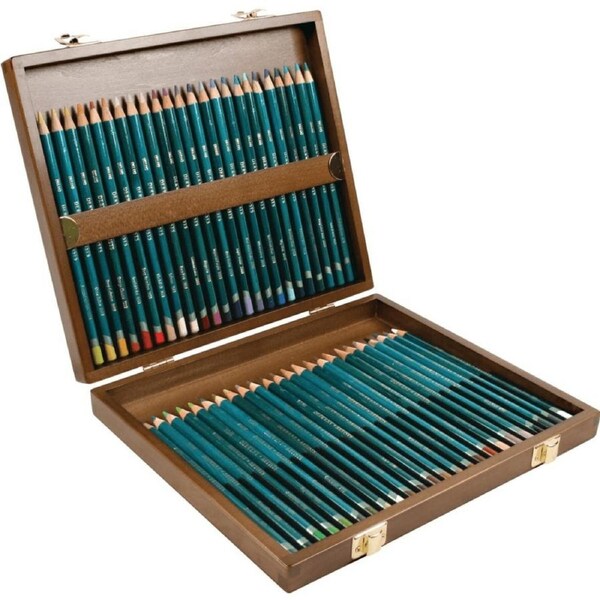 Derwent Artists Coloured Pencils Assorted Wooden Box Set 48 Professional