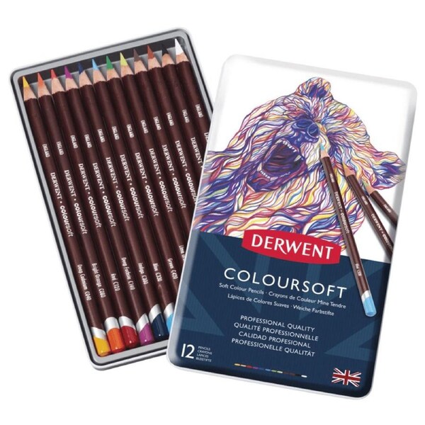 Derwent Coloursoft Pencil Assorted Tin 12