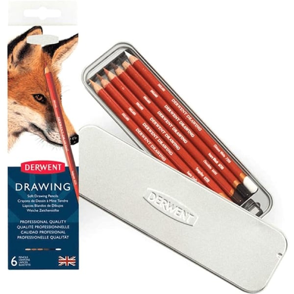 Derwent Drawing Colour Pencils Tin 6 Set