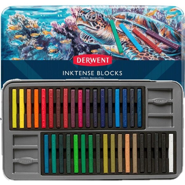 Derwent Inktense Block Assorted Colours Tin 36 Blocks Watercolour Sticks