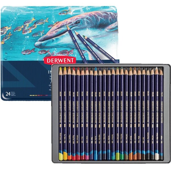 Derwent Inktense Coloured Pencils Tin 24 Mix With Water Colour