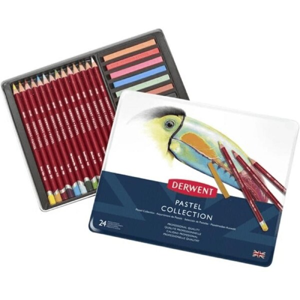Derwent Pastel Coloured Pencils Blocks Collection 24 Tin Set