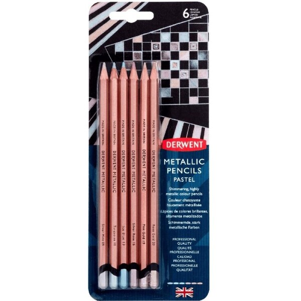 Derwent Pencils Metallic Pastel Colour Pencils Pack 6