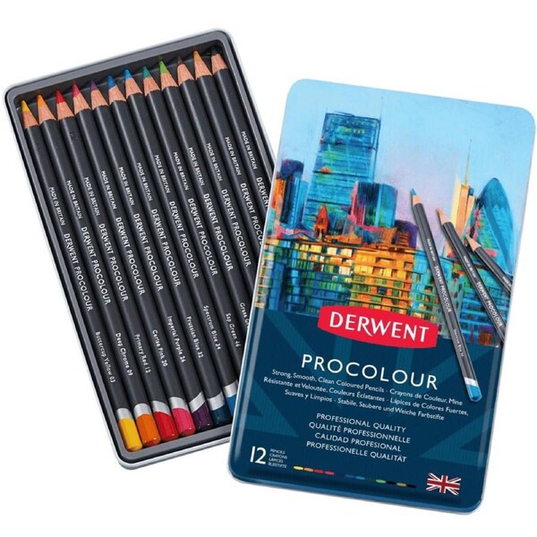 Derwent Procolour Colour Pencils Assorted Tin 12