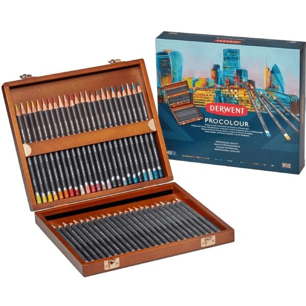 Derwent ProColour Professional Coloured Pencils 48 Wooden Box Set