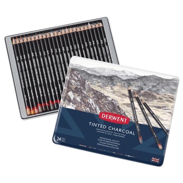 Derwent Tinted Charcoal Pencils Tin 24