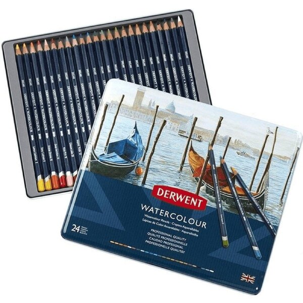 Derwent Watercolour Colour Pencils Tin 24 Coloured