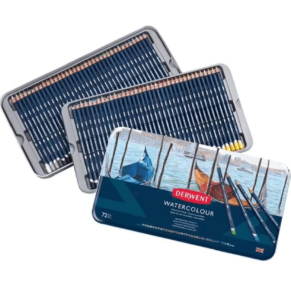 Derwent Watercolour Coloured Pencils Tin 72 Set Artists Professional