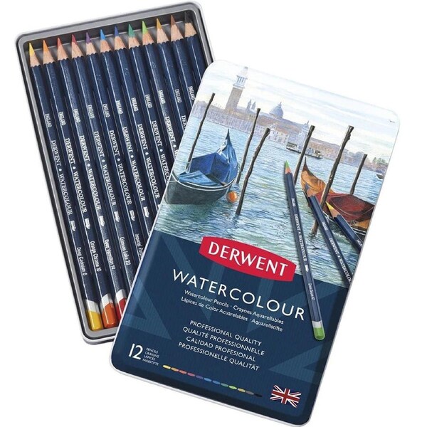 Derwent Watercolour Coloured Pencils 3.5mm Tin 12 Set