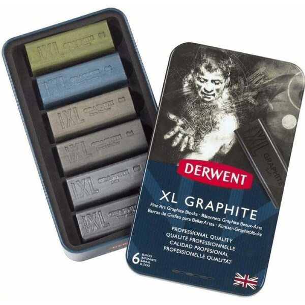 Derwent XL Large Graphite Blocks Tin 6