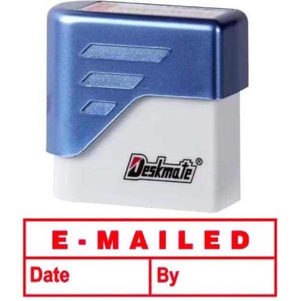 Deskmate Pre-Inked Stamp Emailed Date And By Red