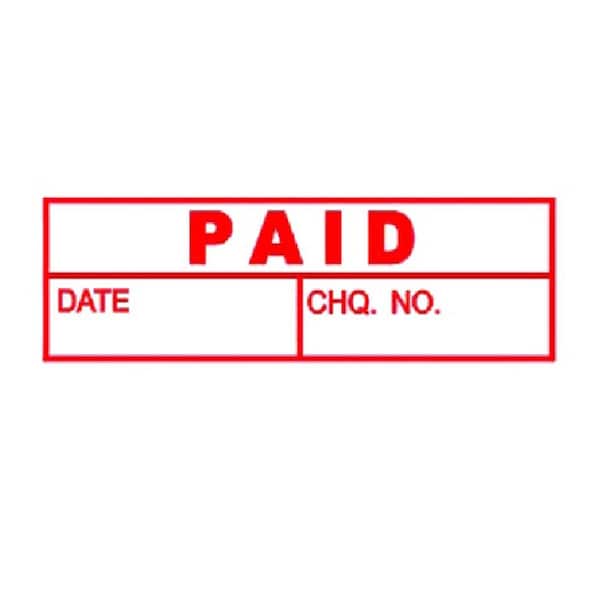 Deskmate Pre-Inked Stamp Paid Date/Cheque Number Boxes Red