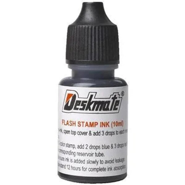 Deskmate Stamp Ink Refill Bottle 10mL Black