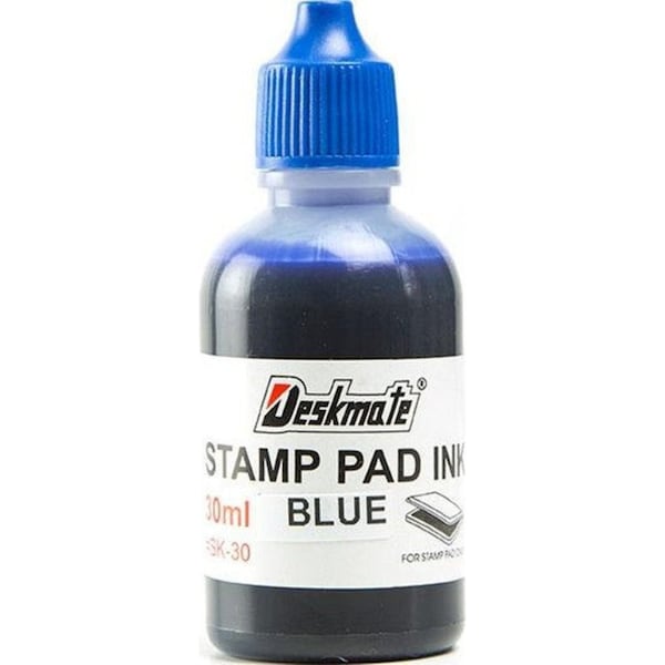Deskmate Stamp Pad Refill Ink Bottle 30mL Blue