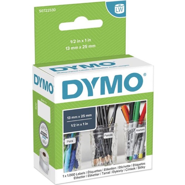 Dymo 11353 LW Multi-Purpose 1000 Labels 13x25mm 2 UP White