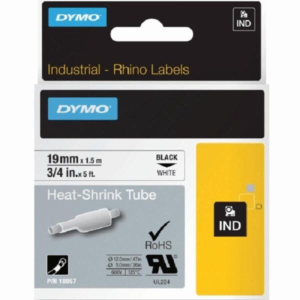 Dymo 18057 Rhino Industrial Heat Shrink Tubing 19mm Black On White