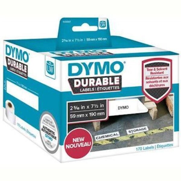 Dymo 1933087 Lw Durable Labels 59x190mm Black On White Box 170
