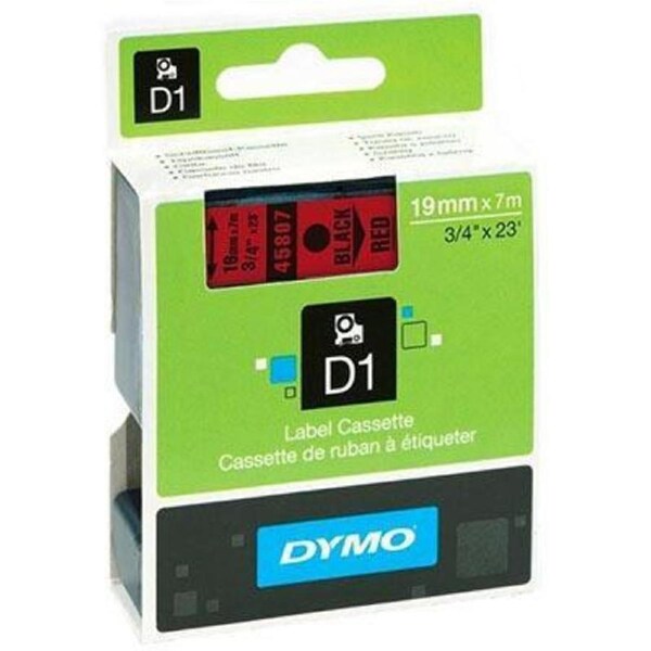 Dymo 45807 D1 Labelling Tape 19mmx7M Black On Red
