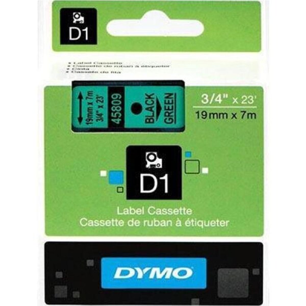 Dymo 45809 D1 Labelling Tape 19mmx7M Black On Green