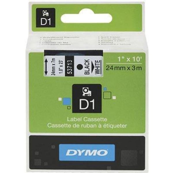 Dymo 53713 D1 Labelling Tape 24mmx7m Black On White