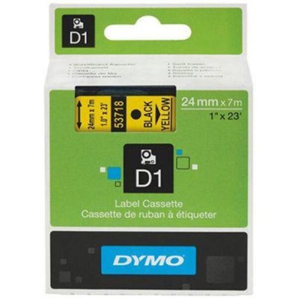 Dymo 53718 D1 Labelling Tape 24Mm X 7M Black On Yellow
