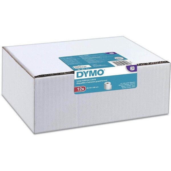 Dymo 99012 Lw Address Labels 89 X 36Mm White Value Pack Box 12