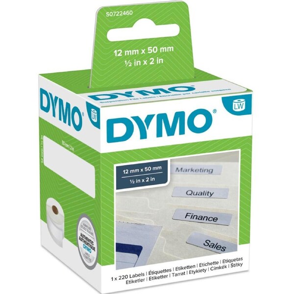 Dymo 99017 LW Labels Suspension File 12x50mm Roll 220 White