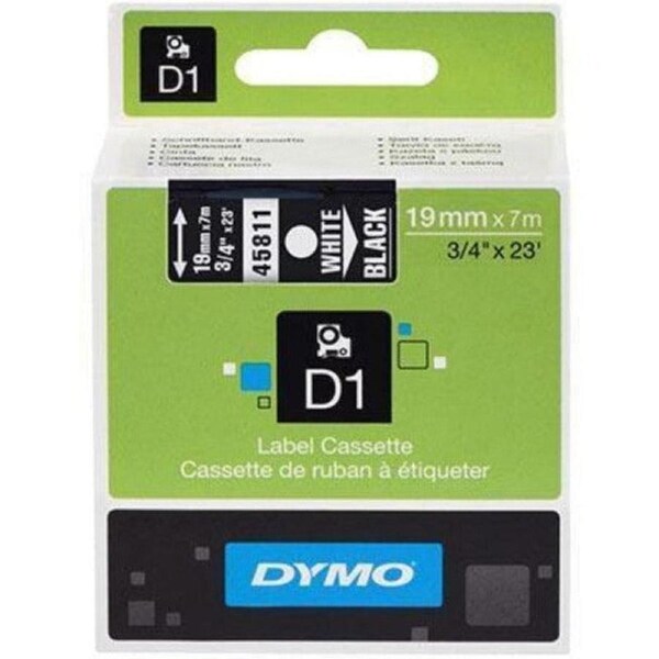 Dymo D1 Labelling Tape 19mmx7m White On Black 45811