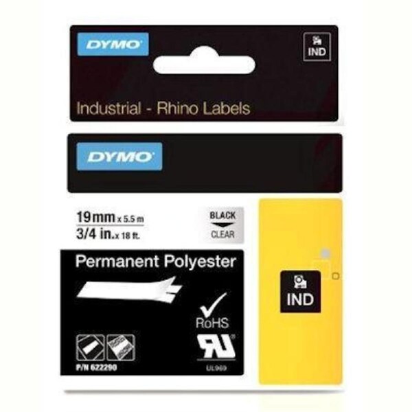 Dymo Rhino Industrial Tape Permanent Polyester 19mm Clear