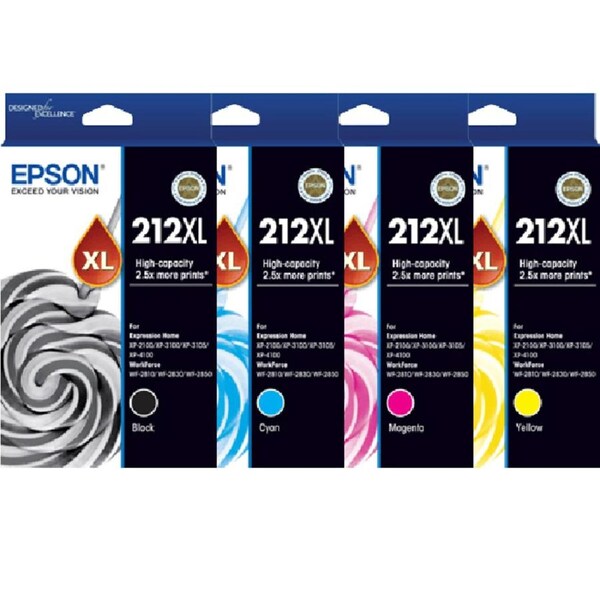 Epson 212XL Ink Cartridge High Yield Black/Cyan/Magenta/Yellow Set