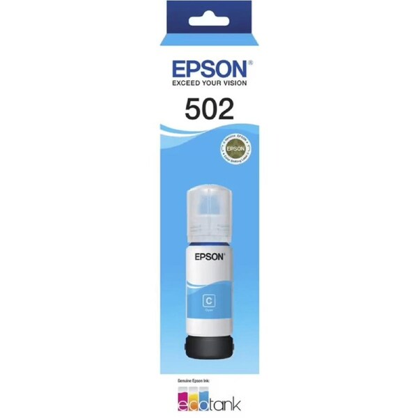 Epson 502 Ink Cartridge Bottle Cyan T502 Genuine Original