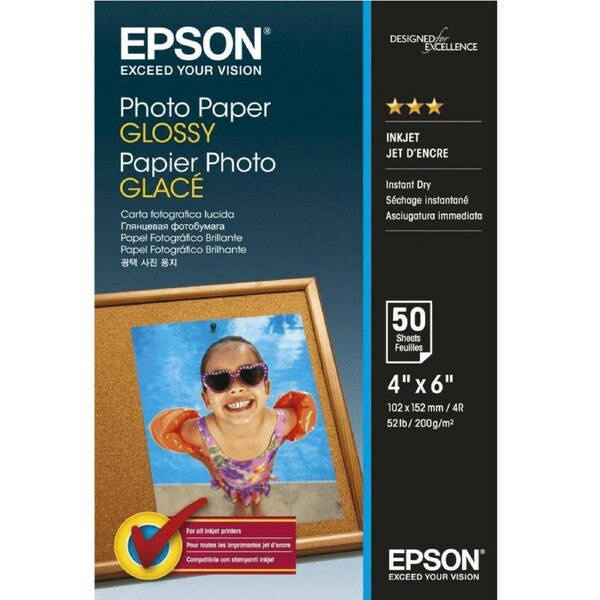 Epson Glossy Photo Paper 200gsm 6x4" Inch Pack 50
