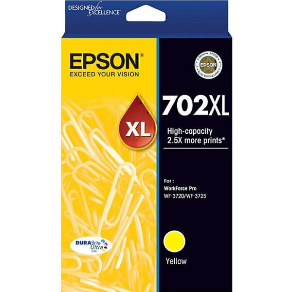 Epson 702XL Ink Cartridge High Yield Yellow WorkForce 3720/3725/3730