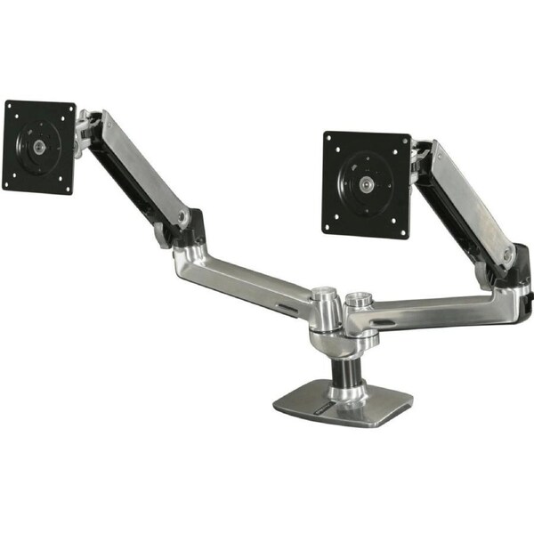 ErgoTron LX Dual Ergonomic Monitor Arm Polished Aluminium Side By Side