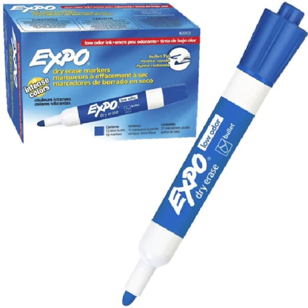 Expo Whiteboard Marker Bullet Tip Blue Box 12
