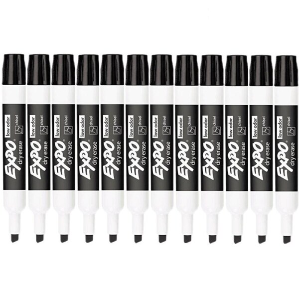 Expo Whiteboard Marker Chisel Tip Black Box 12