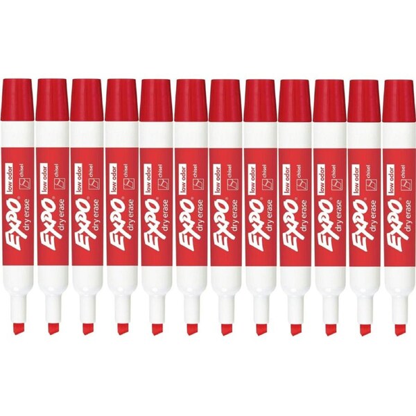 Expo Whiteboard Marker Chisel Tip Red Box 12